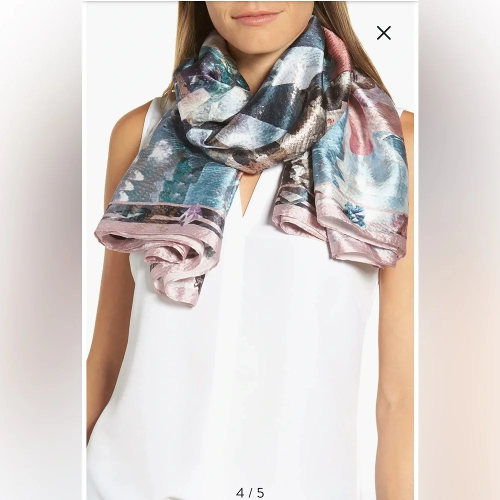 Ted Baker Mirrored Minerals Silk Cape Scarf One Size